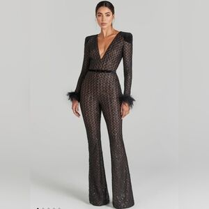 NWT Nadine Merabi Rachel Black Jumpsuit Size XS